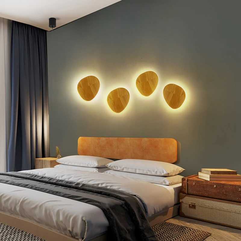 Nordic LED Wall Light Modern LED Circular Wooden Wall Light Personalized Bedside Bedroom Staircase Wall Hanging Light M251126