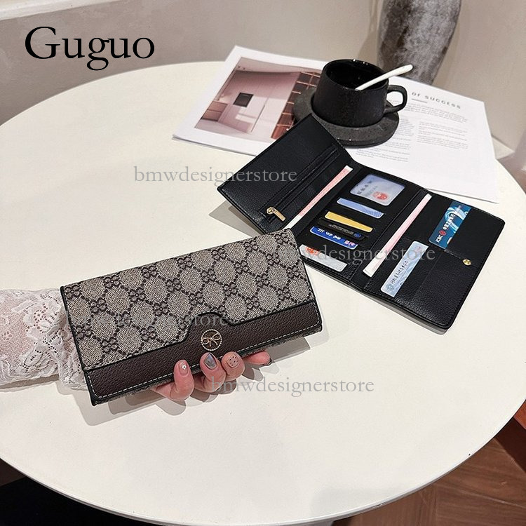 Guguo Designer Fashion Long Wallet Large Capacity Multi Card Slot Women's Printed Card Bag Retro Classic Handbag Large Banknote Wallet Folding St