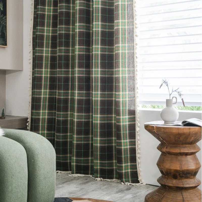 Christmas Christmas Red Green Plaid Curtain Finished Wholesale Vintage Small Window Kitchen Curtain Semi-blackout Bay Window Curtain Y251126