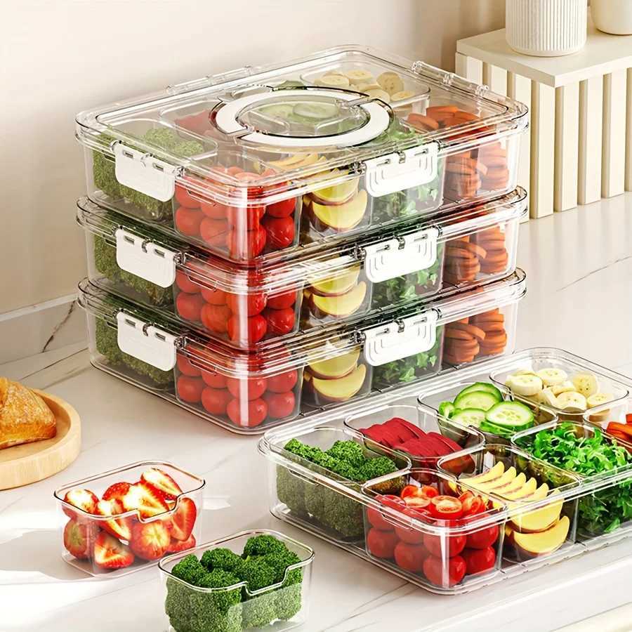 Divided Serving Tray with Lid Food Storage Container Snack Box 8 Compartment Snack Containers Fruit Storage Containers Y251126