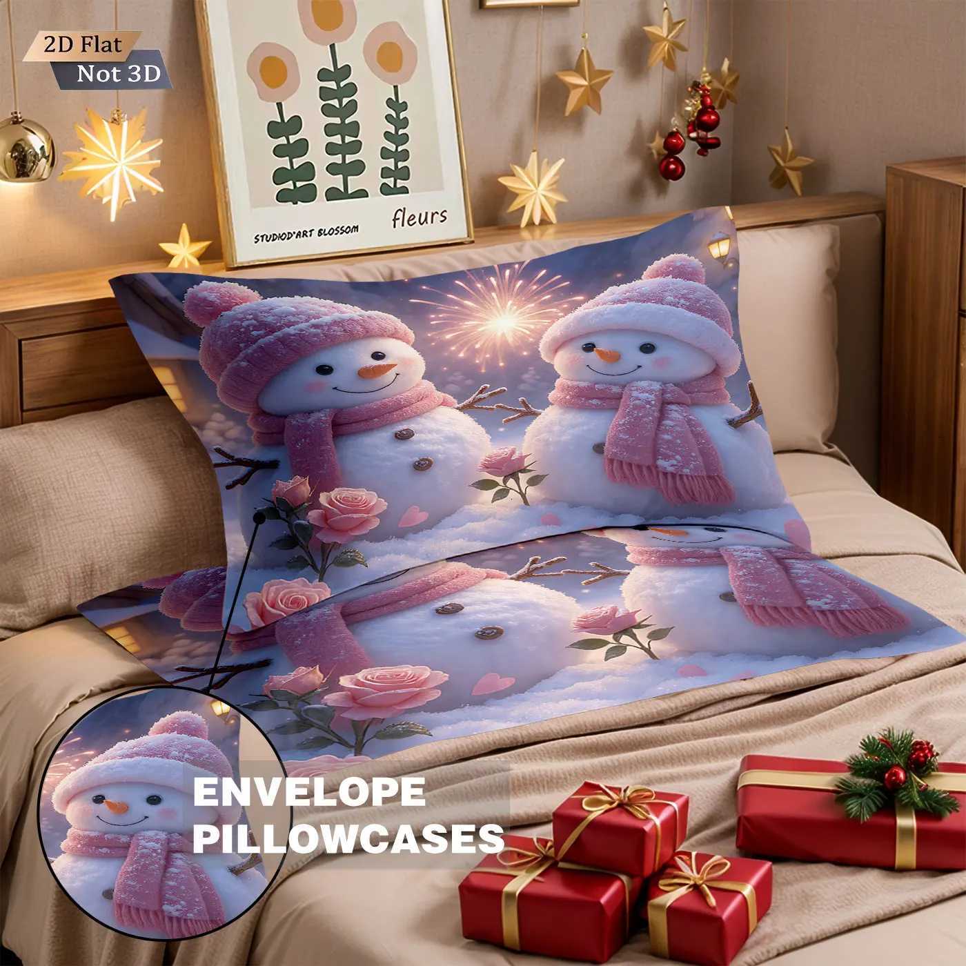 Christmas 3pcs Merry Christmas Snowman Printed Chipless Quilt Set Multi Size Bedroom Holiday Bedding Holiday Decoration Machine Washable Y251126