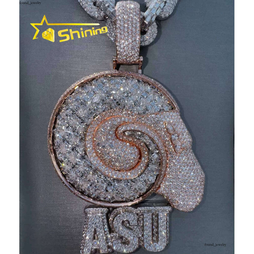 Ice out VVS Moissanite Hip-Hop Accessories Men's Pure Sier Gold-Plated Letter Silicone Stone Iced Pendant