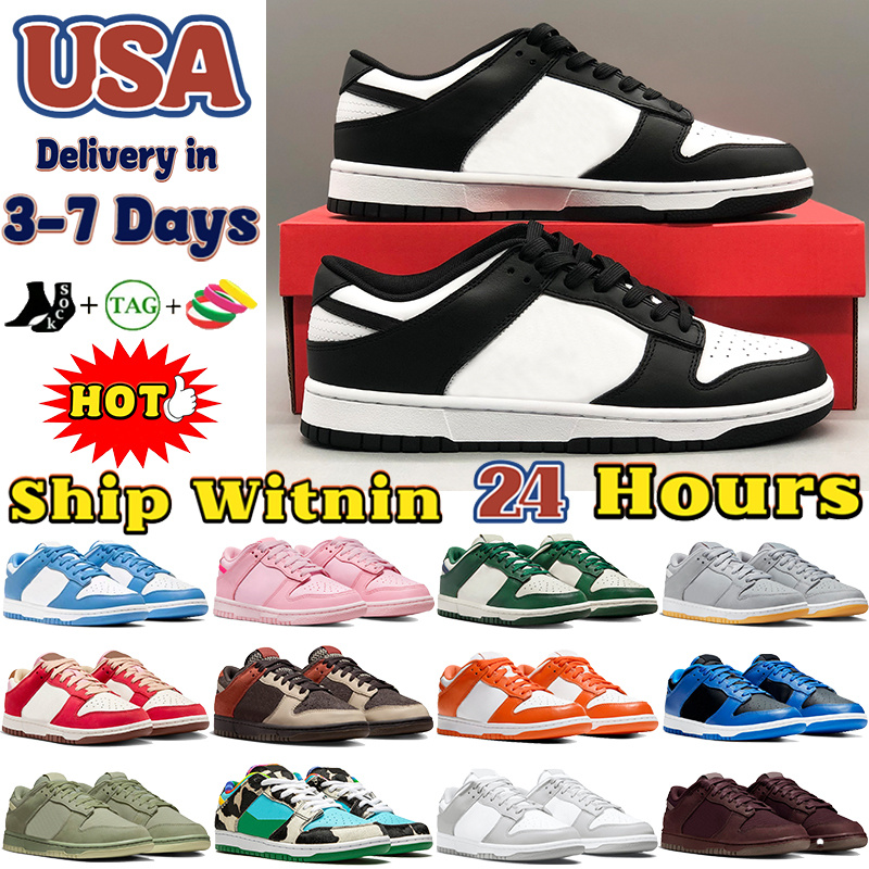Stock in USA designer running shoes free shipping men women sneakers panda white black triple pink light smoke grey fog Classic Green UNC multi-color trainers sneaker