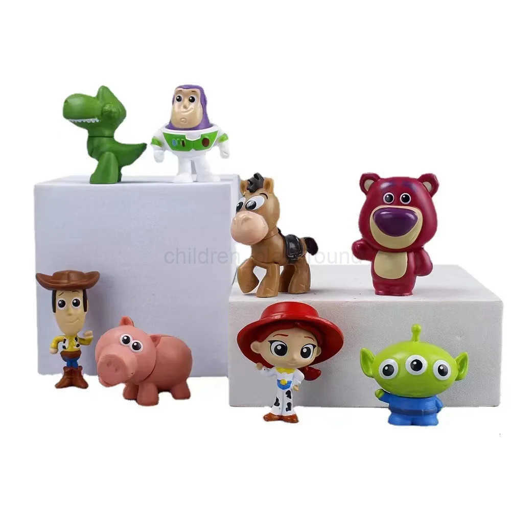 Disney Miniso Toy Story 4 Woody Buzz Lightyear Q Version Action Figures Mini Dolls Kids Toys Model for Birthday Children Gift H251126