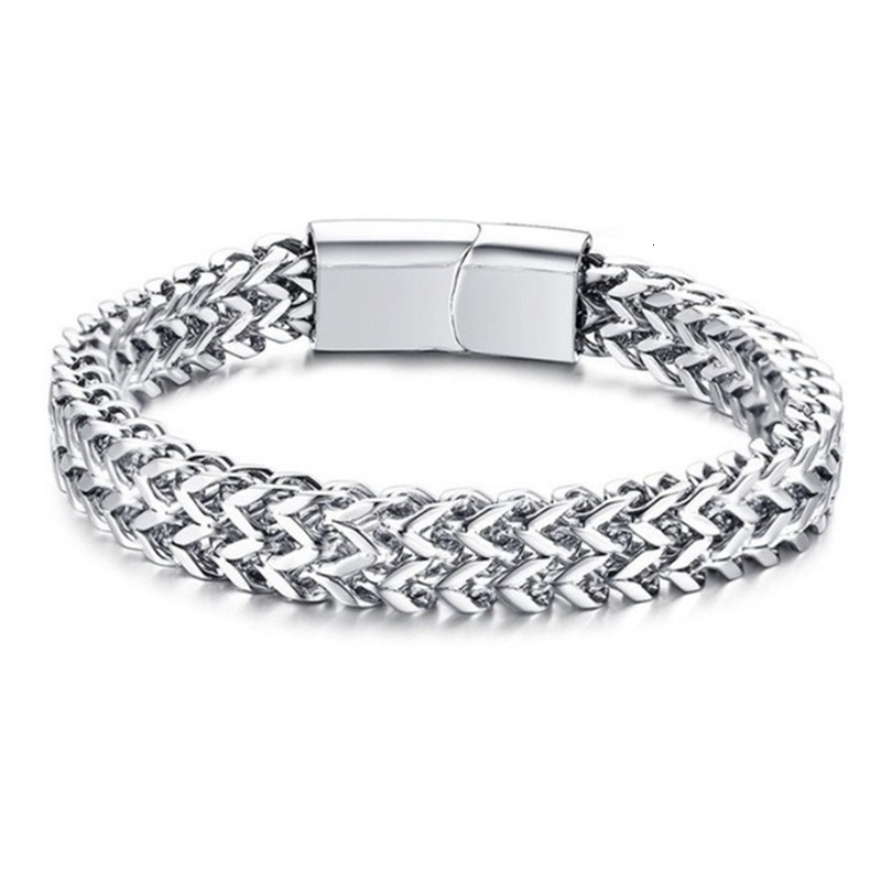 Star Woven Stainless Double Layer Magnet Buckle Men's Titanium Steel Square Punk Chain Bracelet