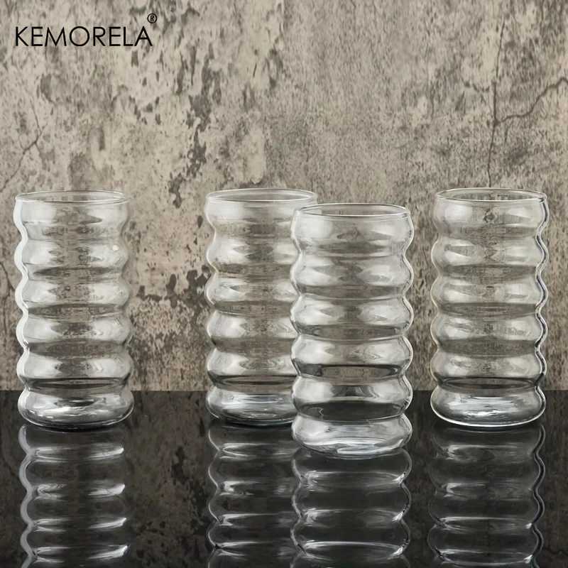 Creative And Transparant Glass Cup Heat-resistant Tumbler Drinkware Tea Juice Milk Coffee Mug Home Water Glasses Ripple Mug C251126