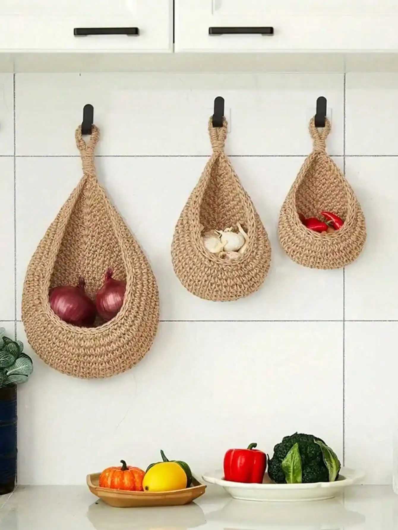 Wall Decor Hanging Basket Bohemian Woven Basket Planting Planter Container Teardrop Shape Suitable for Vegetables and Fruits Y251126