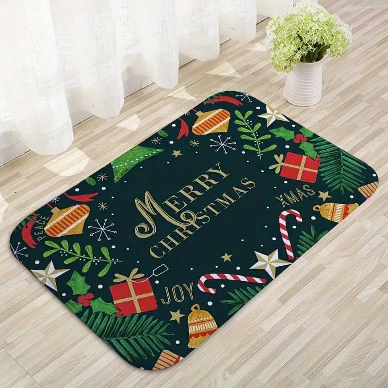 Christmas Crystal Velvet Floor Mat Xmas Holiday Decoration New Year 2026 Santa Claus Carpet Bathroom Kitchen Absorbent Foot RuM251126
