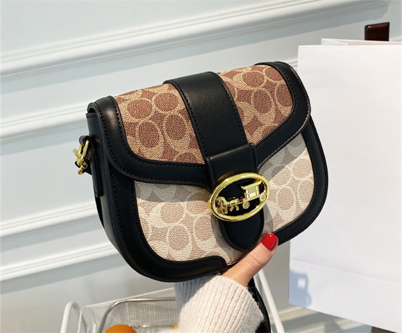 Designer bag free shipping 2025 new fashionable temperament saddle bag premium texture printed women's single shoulder crossbody bag