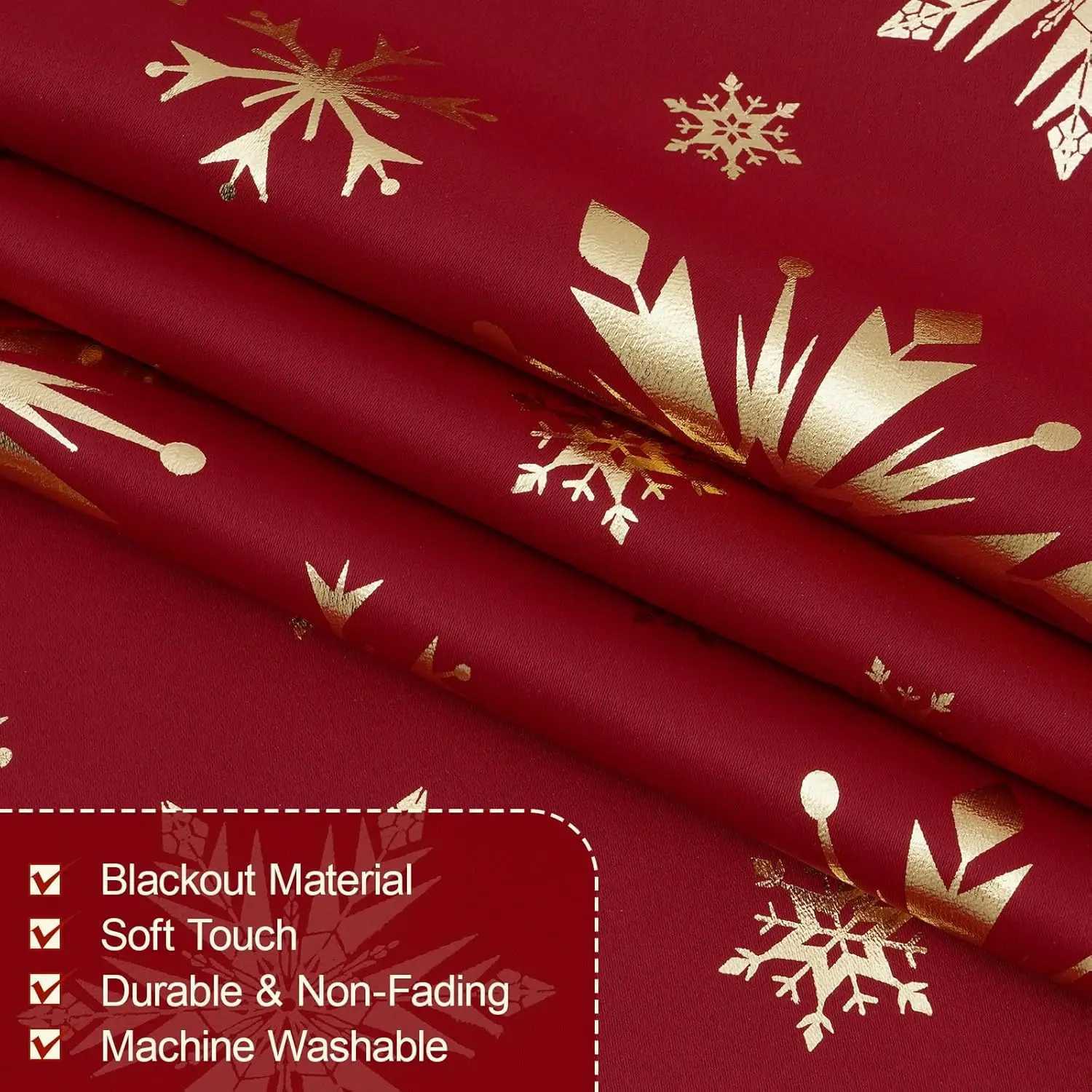 Curtain Christmas Christmas Curtains for Living Room and Bedroom Gold Tree Blackout Window Panels Red 63 Inch Length Grommet Y251126