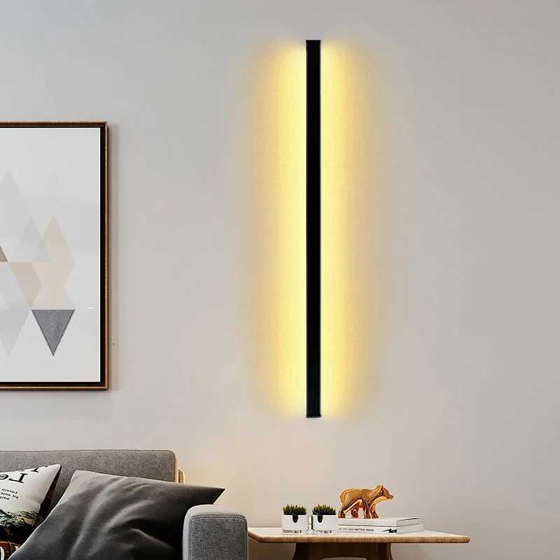 Modern Led Long strip Wall Light 3cm 4cm AC220V Bedside Living Room Background Corridor Stair Porch Black Aluminium Home Decor M251126