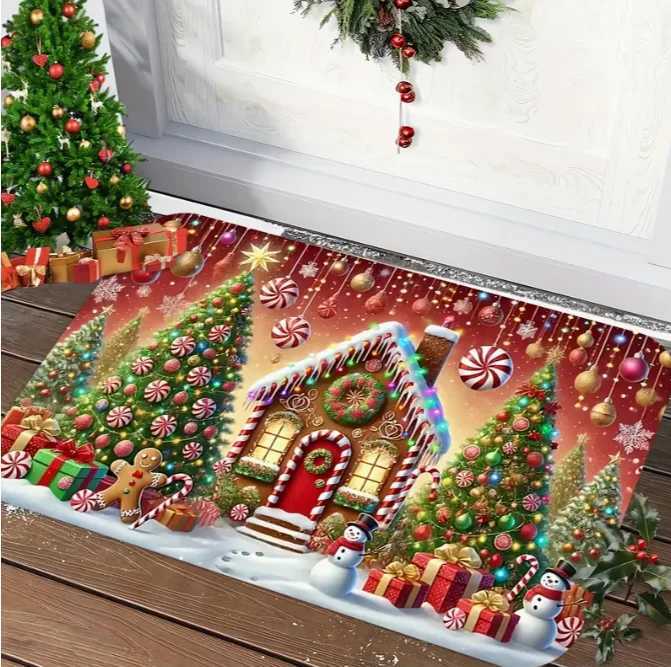 Welcome Santa Claus Christmas Indoor Door Mat Retro Indoor Floor Mat Entrance Indoor Carpet Home DecorationM251126