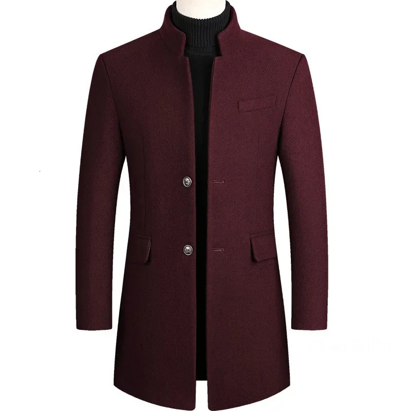 Winter Men Cashmere Woolen Blends Slim Trench Coats Long Warm Jackets High Quality Male Business Casual Size 4X 251125