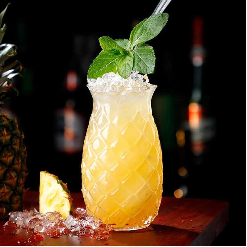 480Ml Pineapple Shaped Cocktail Glasses Creative Drinking Cup Transparent Water Glass Red Wine Glass Cup For Home Bar Party C2511261