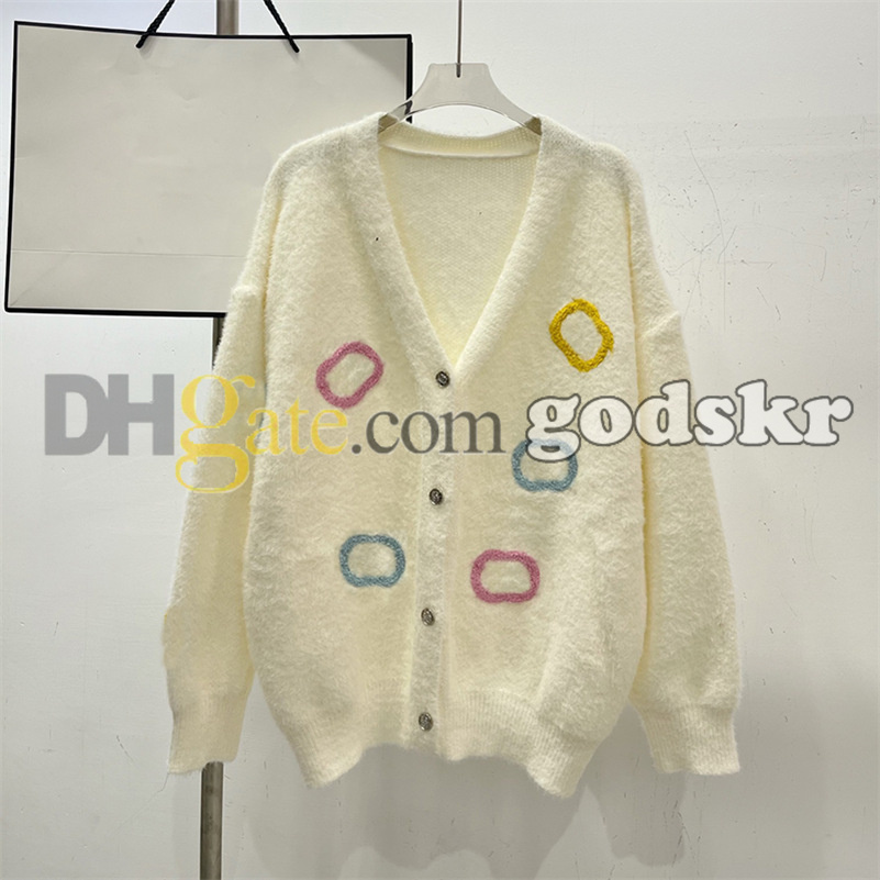 Women Casual V Neck Cardigan Elegant Tweed Knitted Coat Contrast Color Vacation Single Breasted Sweater Coat