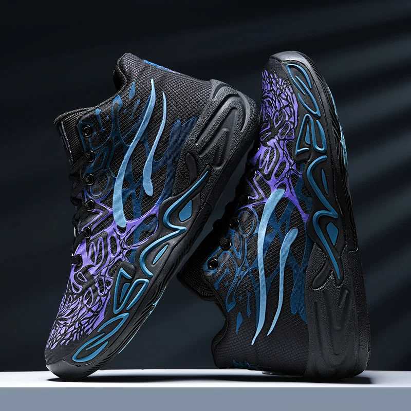 Mens basketball shoes for on-site training high top comfortable anti slip sports shoes luxurious lace flat sports shoes Z250425