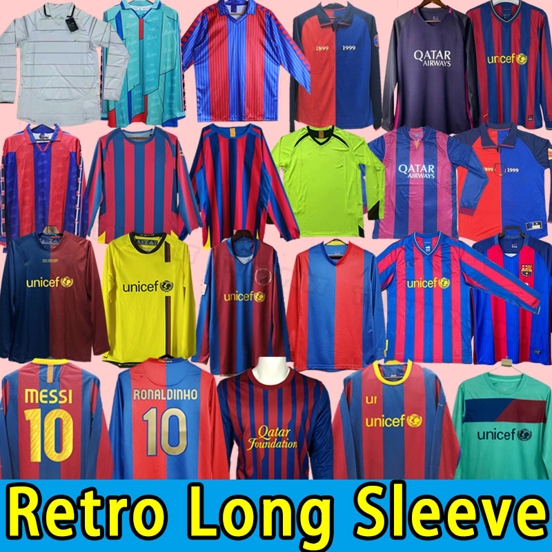 BarceloAN Retro soccer jersey XAVI RONALDINHO RIVALDO finals de foot DAVID VILLA 03 04 05 06 07 08 09 10 11 12 16 91 92 long sleeve 100th 98