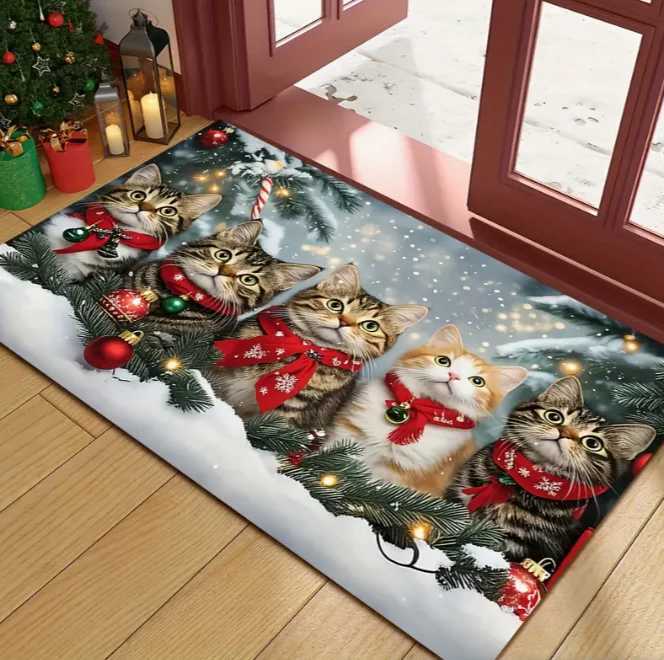 Christmas Welcome Mat with Absorbent Very Suitable for Areas with High Foot Traffic on The Entrance Terrace Holiday Gift RugsM251126