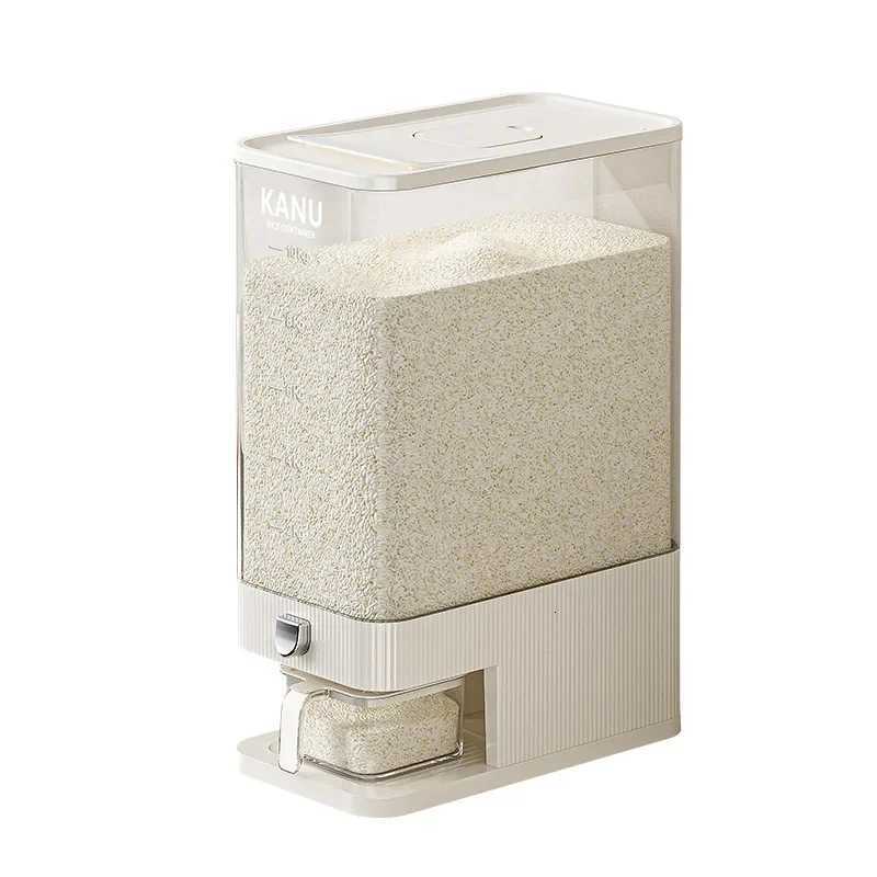 Rice bucket press type automatic rice dispensing household insect proof and moisture-proof sealed rice storage tank Y251126