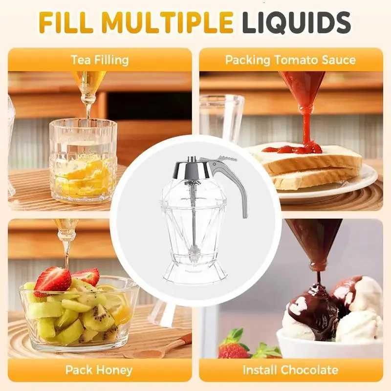 Upgrade Juice Syrup Cup Squeeze Bottle Storage Pot Stand Holder Bee Drip Dispenser Kettle Honey Jar Container Kitchen Accessorie Y251126