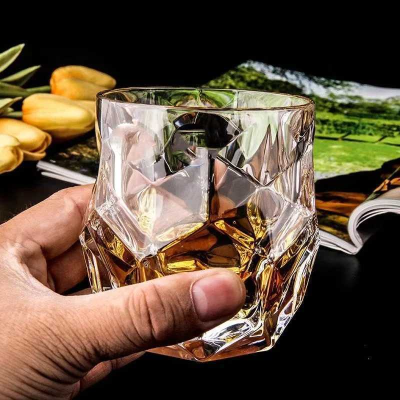 Liuling Whiskey Cup Creative Crystal Cup High-end Foreign Wine Cup Household Glass Engraved Beer Cup Bar Ice Hockey Cup C251126