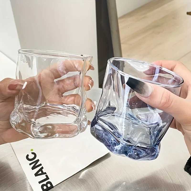 Unique Whisky Glass Irregular Transparent Glass Wine Cup Drinking Glasses for Home Summer Beverage Cup Kitchenware C251126