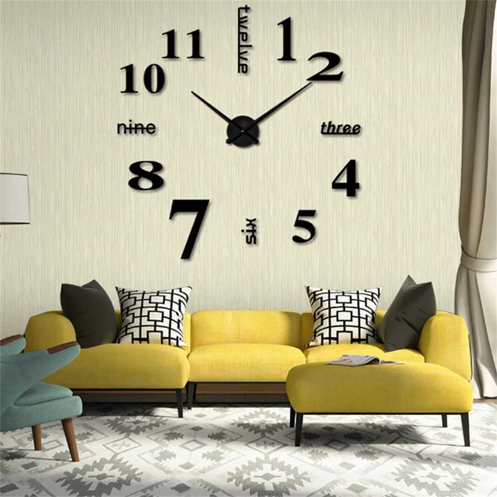 2023 Modern Design Large Wall Clock 3D DIY Quartz Clocks Fashion Watches Acrylic Mirror Stickers Living Room Home Decor Horloge C251126