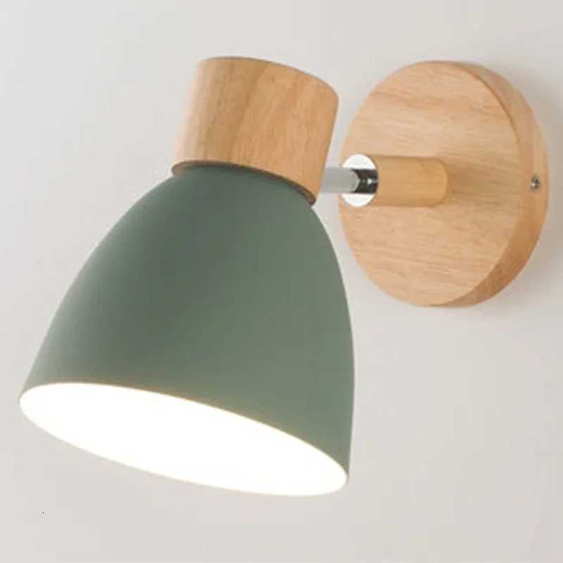 1pcs Wooden Nordic Wall Lamp with Modern Wall Sconce for Bedroom Living Room Home Lighting Steering Head E27 Lamp for Bedroom M251126