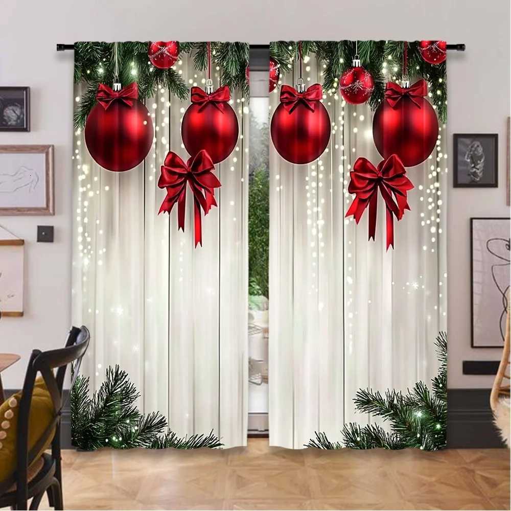 Curtain Christmas 2pcs 2D flat printing Merry Christmas Curtains FestiveOrnaments2 Digital Printed Polyester Drapes Party Decorations Perfect Y251126