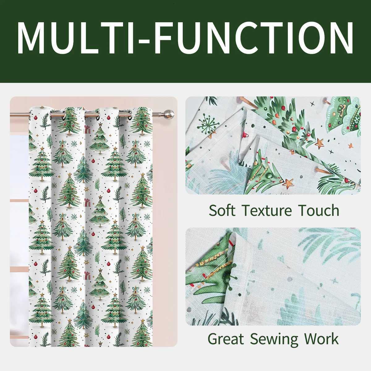 Curtain Christmas Christmas Perforated Finished Curtains Forest Printed Blackout Curtains Christmas Window Decoration Props Home Decor Y251126