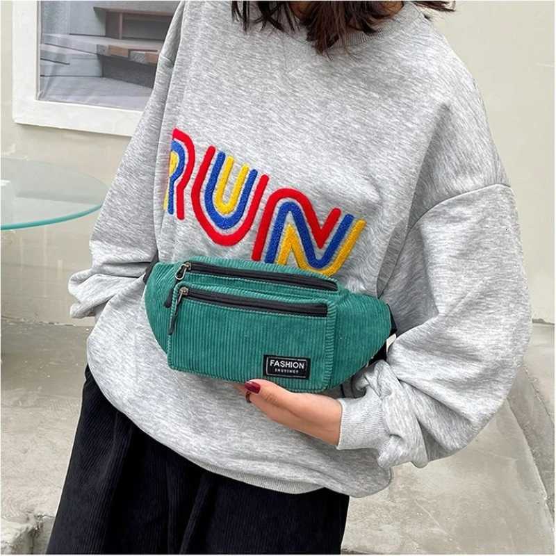Corduroy Womens Waist Bag Small Canvas Ladies Casual Shoulder Crossbody Bags Fashion Fanny Pack Female Solid Color Chest BagT251126
