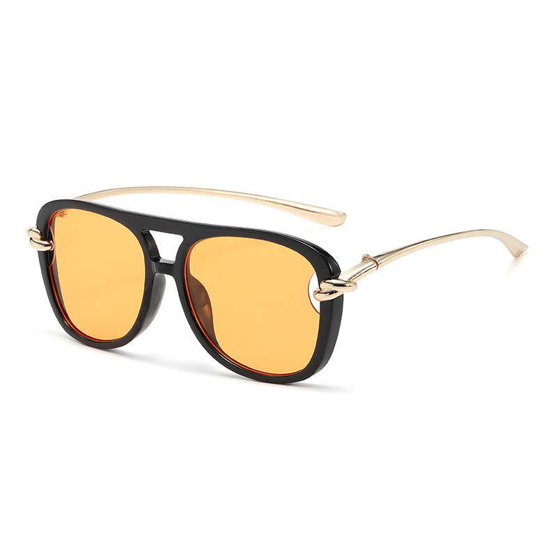 New European & American Style Fashionable Double-Bridge Sunglasses Unisex Metal UV Protection Trendy Street Style Sunglasses