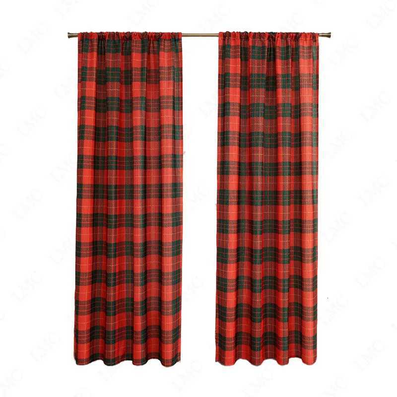 Christmas Christmas Plaid Pole Curtain Child Room Living Room Curtain Partition Home Interior Curtains Kitchen Bathroom Balcony Curtains Y251126