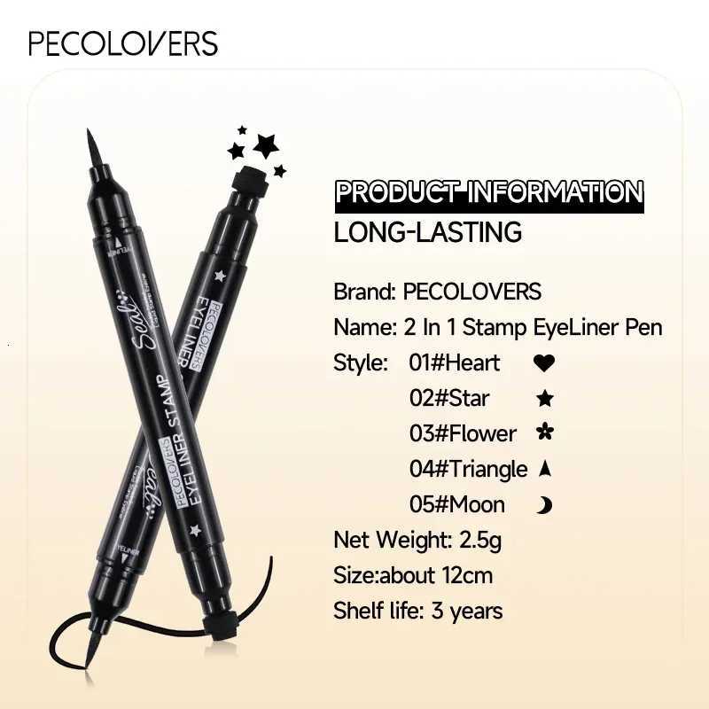 1PC Waterproof and Sweat-proof Eyeliner with Stamps - Quick Drying Smooth Application Multiple Patterns Gentle TextureT251126