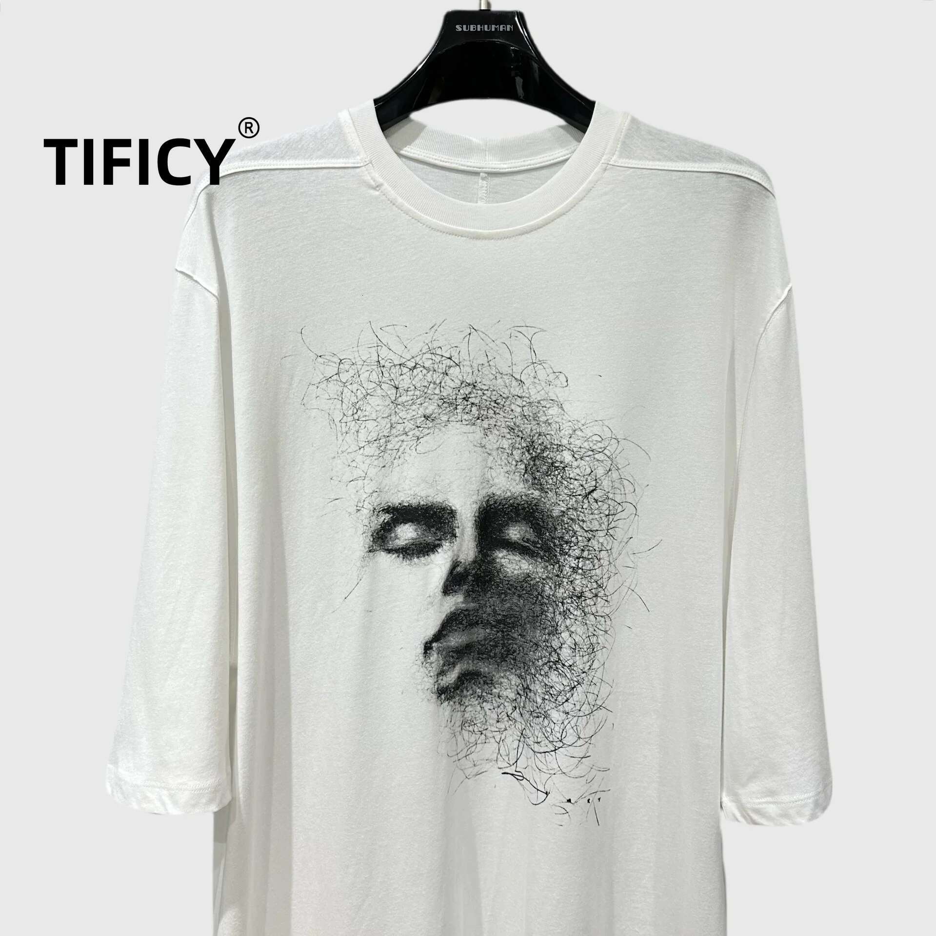 High Street Cotton Dark RO Tees T Shirts Men's And Women's Summer New Fashion Trend Facial Print Round Neck Loose T-Shirt
