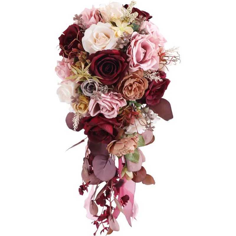 European Wedding Bride Water Drop Waterfall Bouquet Simulated Flower Wedding Floral Arrangement Wedding Photo Bouquet C251126