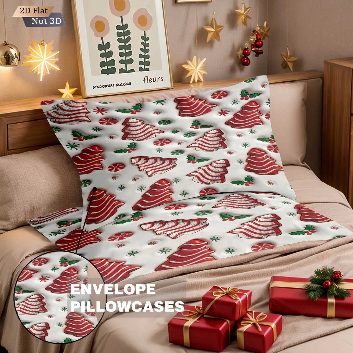 Christmas 3pcs red Christmas tree printed coreless bedding set comfortable multi size bedroom and dormitory duvet covers machine washable Y251126