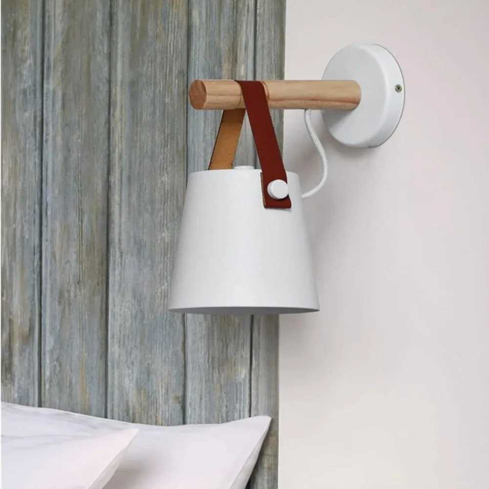 Nordic MetalWood Wall Lights Bedroom Beside LED Lights Black White Modern E26/E27 Wall Lamps LED Restaurant Bar Lighting M251126