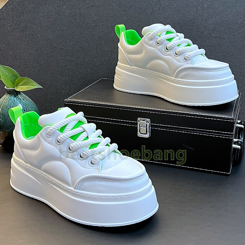Minimalist Style Designer Sneakers Mens Shoes Classic White Green Thick-Soled Height-Boosting Outdoor Trainers Size 39-44