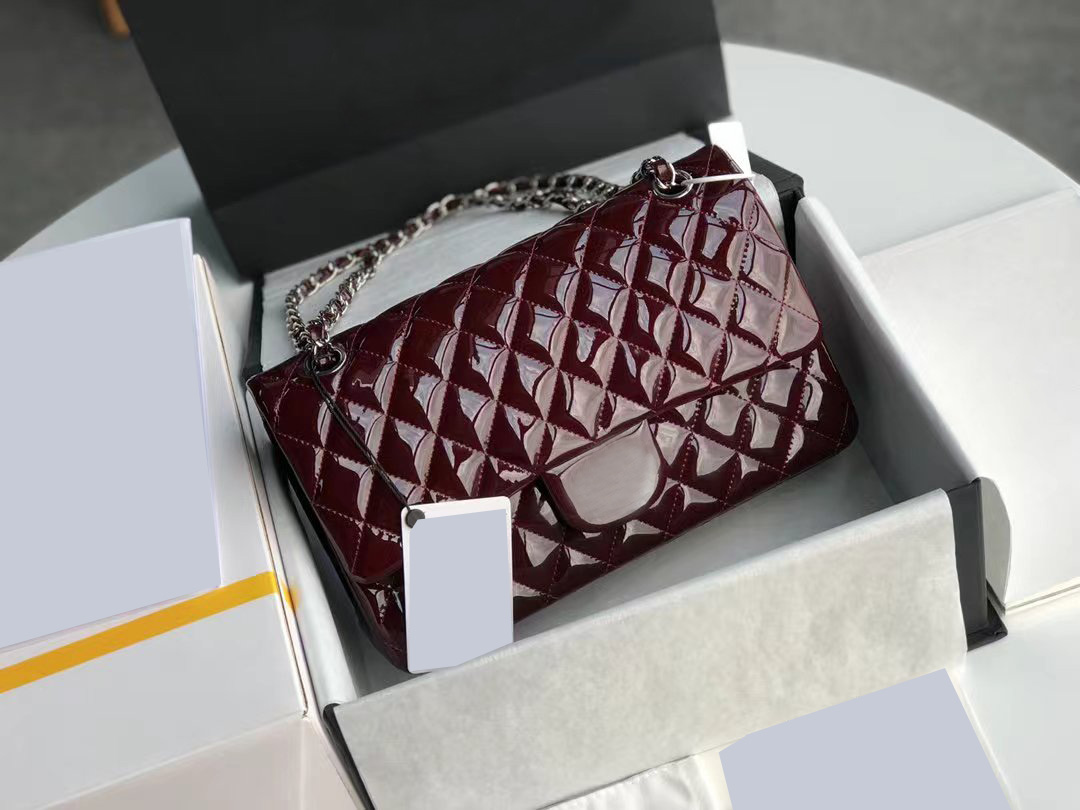 2025 Top Quality Lacquer Leather Series Fashion Versatile Flip Bag Shoulder Bag Chain Bag