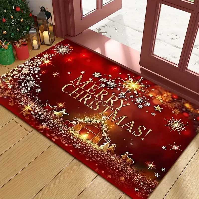 Gingerbread Man Christmas Carpet Candy Cane Rug Merry Christmas Mat Snowflake Home Decoration Entryway Floor Mat Home RugM251126