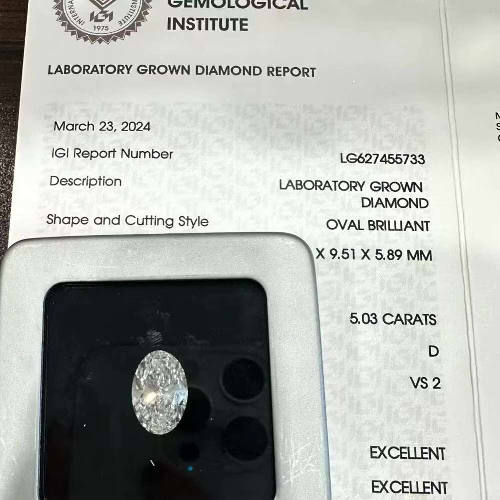 IGI Certificated Lab Grown Diamond D VVS2 D VS1 1CT 1.5CT 2CT CVD / HPHT Loose Oval Cut Lab Diamond