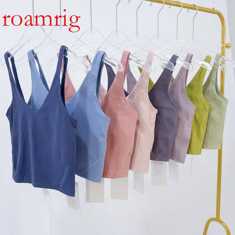 Womens Summer U-shaped No Steel Ring Built-in Chest Pad Sports Bra for Women Gym Sleeveless Fiess Yoga Fashion Tank Top Bras