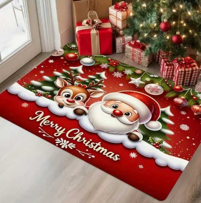 Christmas Welcome Mat with Absorbent Very Suitable for Areas with High Foot Traffic on The Entrance Terrace Holiday Gift RugsM251126