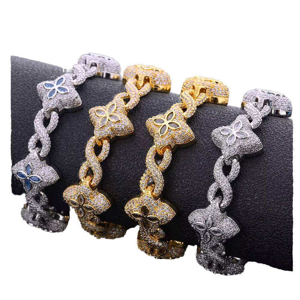 European American High-End Versatile Hand Jewelry Eight-Character Cuban Bracelet for Men Moissanite Bracelets Bangles