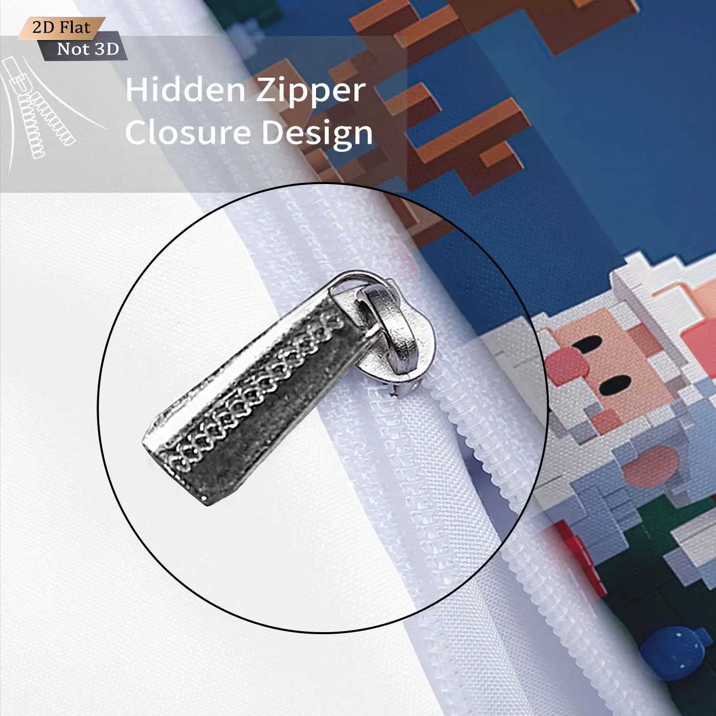 Christmas 3pcs building block cartoon Santa Claus print coreless duvet cover set multi size bedroom holiday bedding holiday decoration Y251126