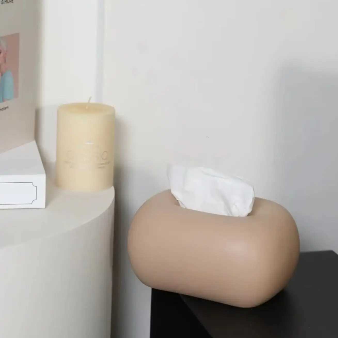 Nordic Cream Style Ceramic Tissue Box Living Room Bedroom Coffee Desktop Decoration Ornament Creative Tissue Holder Tissue Box Y251126