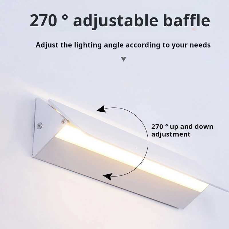 Indoor LED Wall Lamp Adjustable Angle Aluminum Alloy Wall Light Home Living Room Bedroom Vanity Mirror Bedside Lights M251126