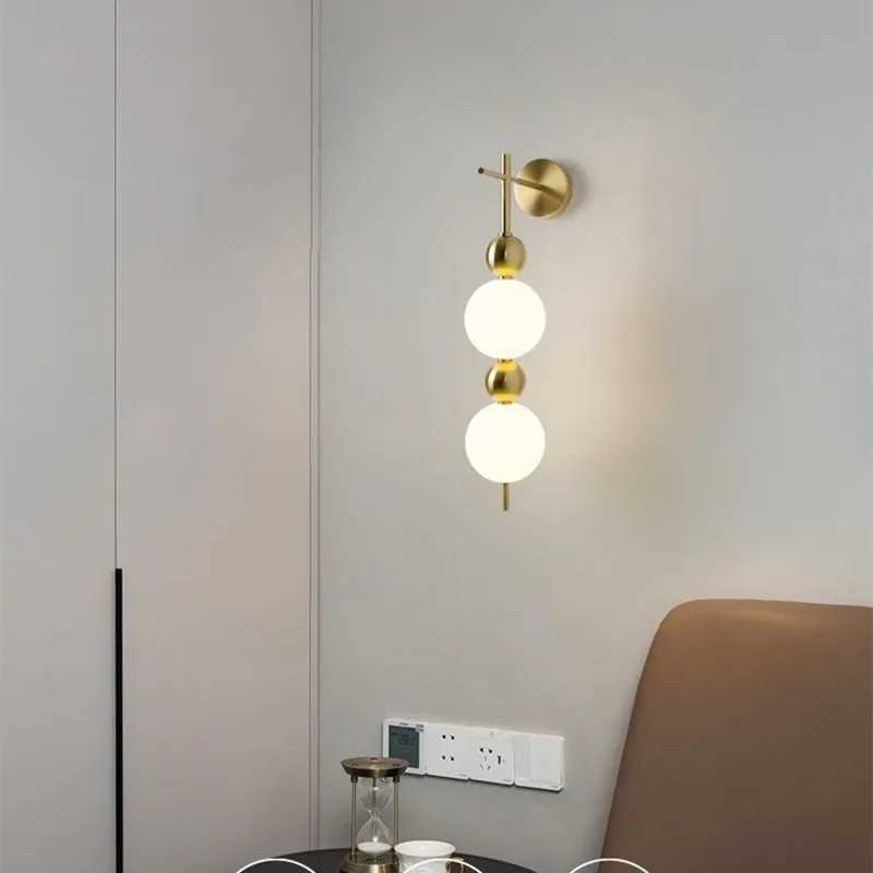 New Design LED Wall Lamp White Acrylic Ball Gold Metal wall Lights For Bedrooom Parlor Aisle Corridor Lighting Fixtures Sconce M251126