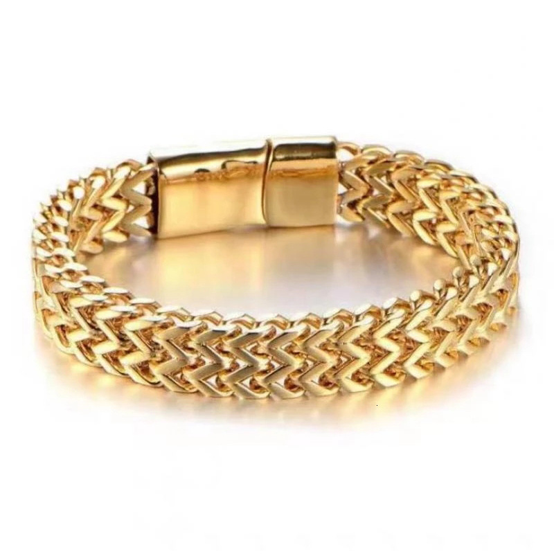 Star Woven Stainless Double Layer Magnet Buckle Men's Titanium Steel Square Punk Chain Bracelet